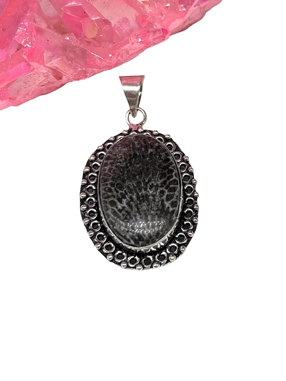 Stingray Coral Necklace Pendant 925 Sterling Silver Overlay